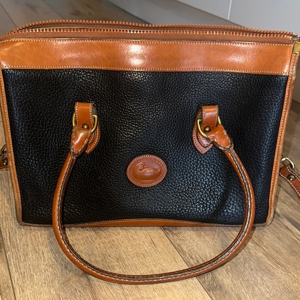 Dooney & Bourke Black and Brown Structured Shoulder Bag